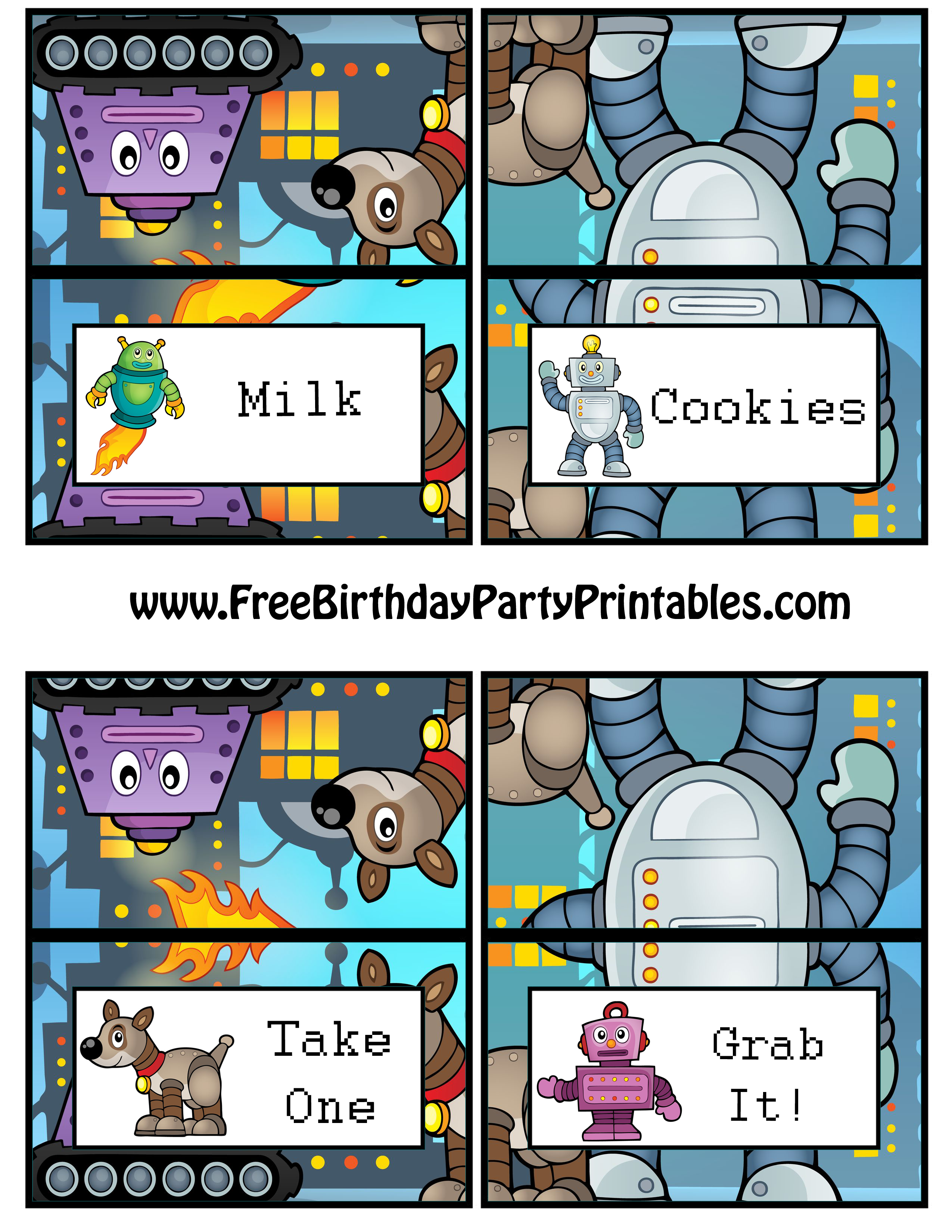 Free Robot Birthday Party Printables